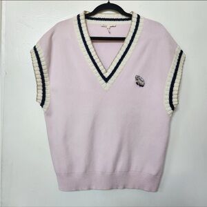 Maje Women's Pink Monette jumper, embroidered knitted one size vest sweater